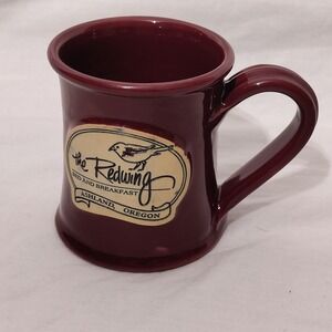 Deneen Pottery The Redwing Bed and Breakfast Ashland Oregon Burgundy Mug